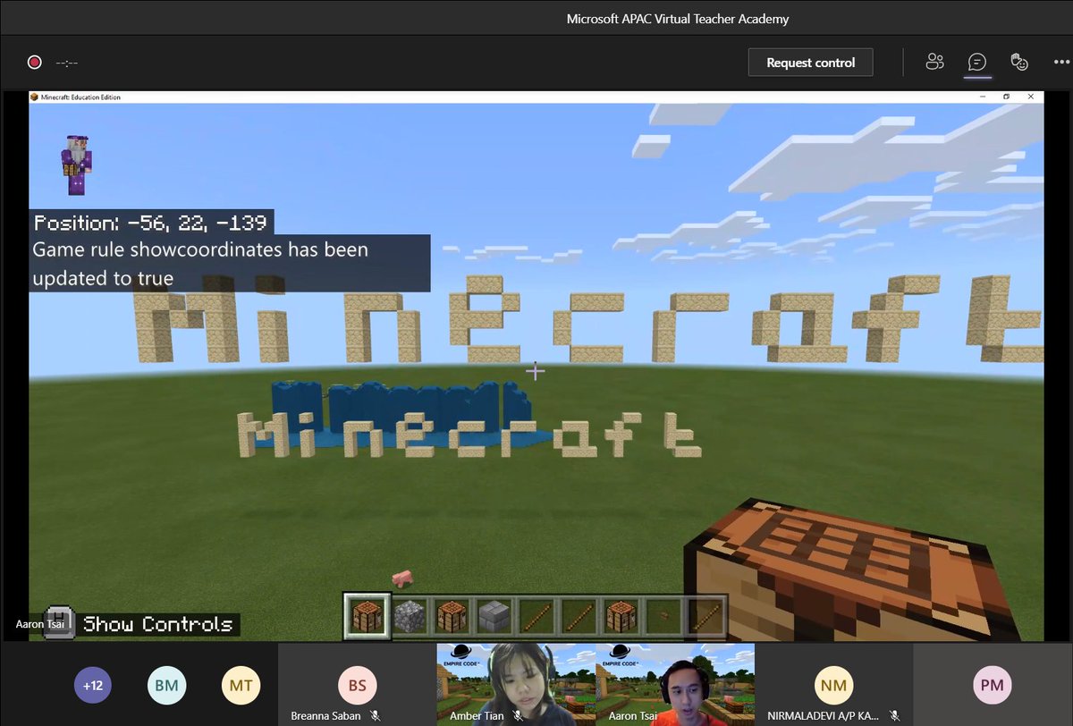 Cheilie1's tweet photo. Learning how to code with @EmpireCodeSG #MinecraftEdu @MSEducationAPAC 
Thank you 😁
 
2021 cohort of Microsoft APAC Virtual Teacher Academy https://t.co/NcVhe2nHVE