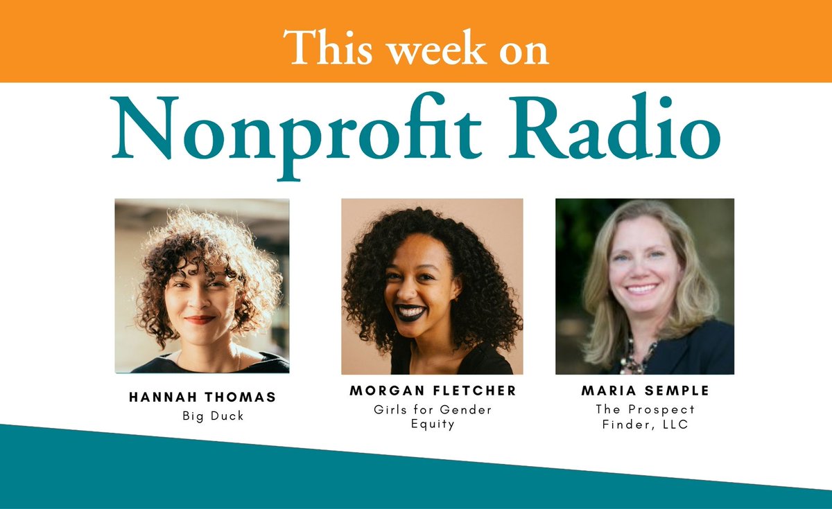 Now on #NonprofitRadio: Develop messaging for nonprofit movements with @hanstanned of <a href="/bigduck/">Big Duck</a> &amp; <a href="/mo_fletch/">Morgan Fletcher (she/her)</a> of <a href="/GGENYC/">Girls for Gender Equity (GGE)</a>. Then <a href="/mariasemple/">Maria Semple</a>, prospect research contributor returns for her final show: tony.ma/NonprofitRadio…