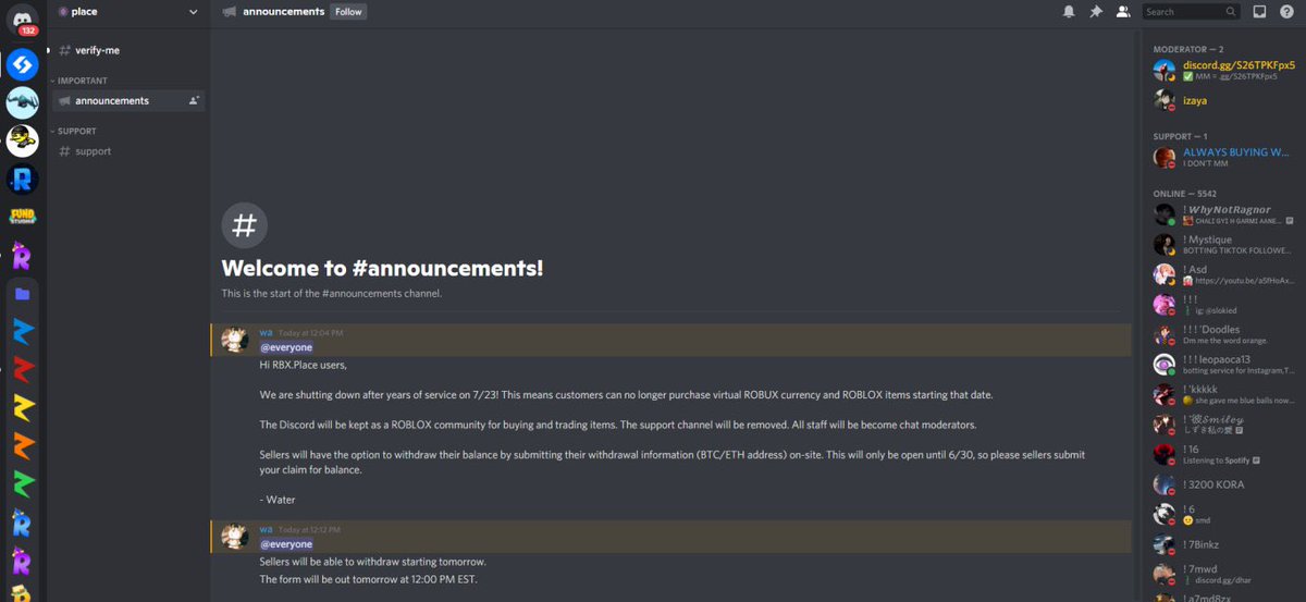 Rtc On Twitter News Looks Roblox Cracking Down On Roblox Black Market Sites Roblox Has Taken Legal Action Towards This Site And In Response The Site Will Be Shut Down On 7 23 2021 - will roblox shut down in 2021