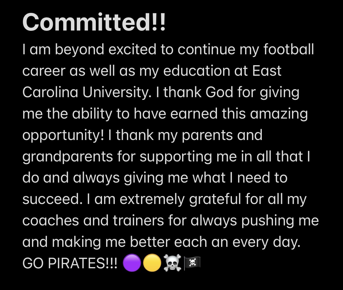 Elisha samples (@elishasamples) on Twitter photo Committed and ALL IN 💯% FIRE THE CANNONS💥💥#CrewXXII <a href="/ECUPiratesFB/">ECU Football</a> @ECUCoachHouston <a href="/CoachSShank/">Steve Shankweiler</a> <a href="/Coach_B_Harrell/">Coach Blake Harrell 🏴☠️🏴☠️🏴☠️</a> <a href="/CoachC_Foster/">Chris Foster</a> <a href="/coachrcraft/">Robert Craft</a> <a href="/NoFoFootball/">NorthForsythFootball</a> <a href="/RecruitGeorgia/">Recruit Georgia</a> Committed and ALL IN 💯% FIRE THE CANNONS💥💥#CrewXXII <a href="/ECUPiratesFB/">ECU Football</a> @ECUCoachHouston <a href="/CoachSShank/">Steve Shankweiler</a> <a href="/Coach_B_Harrell/">Coach Blake Harrell 🏴☠️🏴☠️🏴☠️</a> <a href="/CoachC_Foster/">Chris Foster</a> <a href="/coachrcraft/">Robert Craft</a> <a href="/NoFoFootball/">NorthForsythFootball</a> <a href="/RecruitGeorgia/">Recruit Georgia</a>