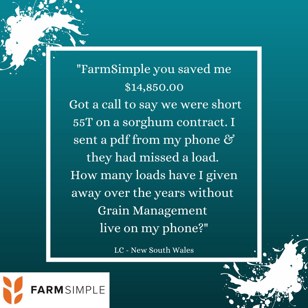 CroppaCo's tweet photo. Itโs feedback like this that tells us we are on the right track. FarmSimple enables farmers to control every grain movement without the admin staff! #farmSimple #grainInventory #FarmManagementApp https://t.co/nCQGXmfj85