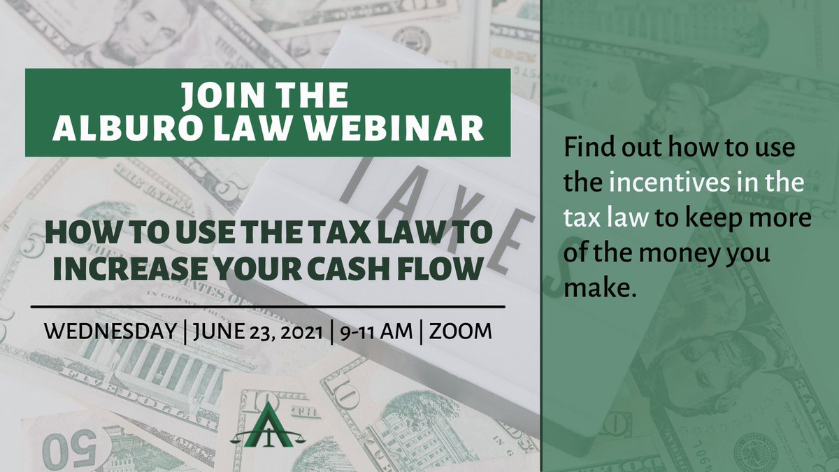 HURRY! Join our webinar at 9am today, June 23.

REGISTER HERE: forms.gle/sQSFmhGnjzh2sA…  

📞📱09778050020 | 09175771536 | 09778050015 #tax #taxlaw #increasecashflow #webinar #businesslaw #AlburoLaw