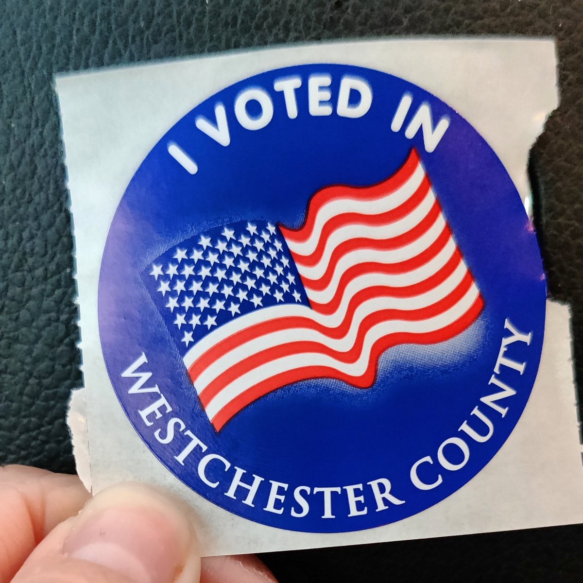 themaggieleung's tweet photo. All politics are local. #vote #westchestercounty 

Image description: A hand holds a circular blue sticker that has an American flag &amp; the words, "I VOTED IN WESTCHESTER COUNTY" on it. https://t.co/PWmt85tRbW