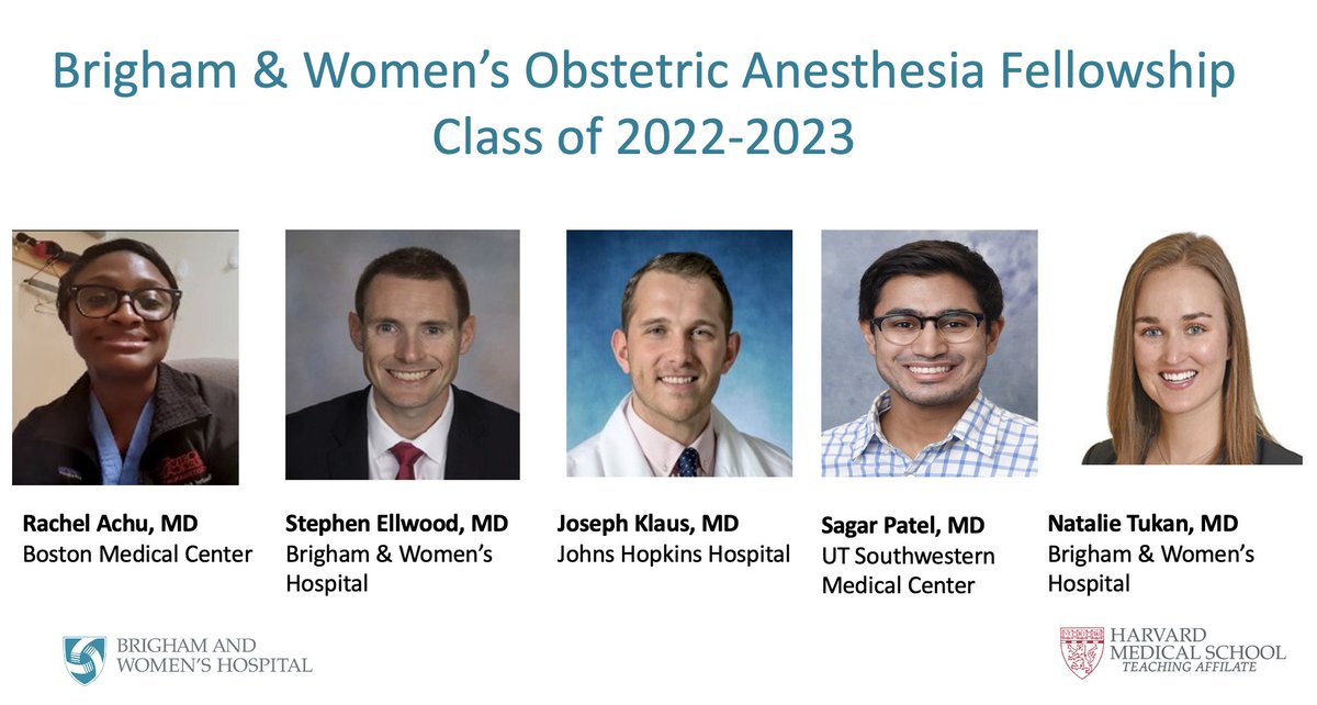 We are thrilled to present the BWH OB Anesthesia Fellowship Class of 2022-2023! We can't wait to work with this fabulous and talented group of physicians in one short year!