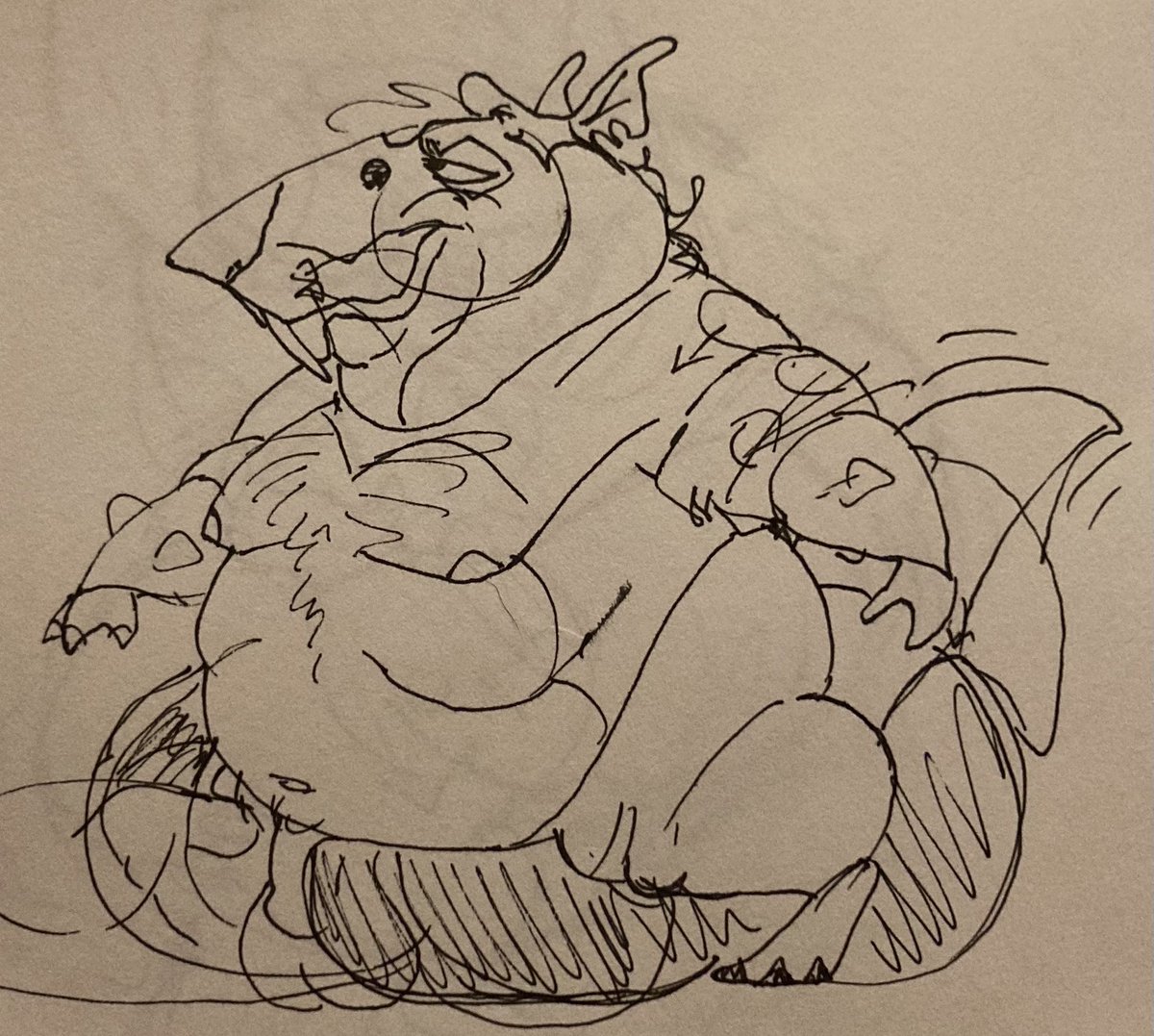 MuskyMutant's tweet photo. Usually my art starts off as digital to begin with. But when it’s not, it starts as almost incomprehensible pen sketches https://t.co/h21OfiNMSZ