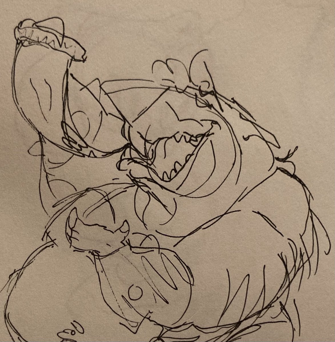 MuskyMutant's tweet photo. Usually my art starts off as digital to begin with. But when it’s not, it starts as almost incomprehensible pen sketches https://t.co/h21OfiNMSZ