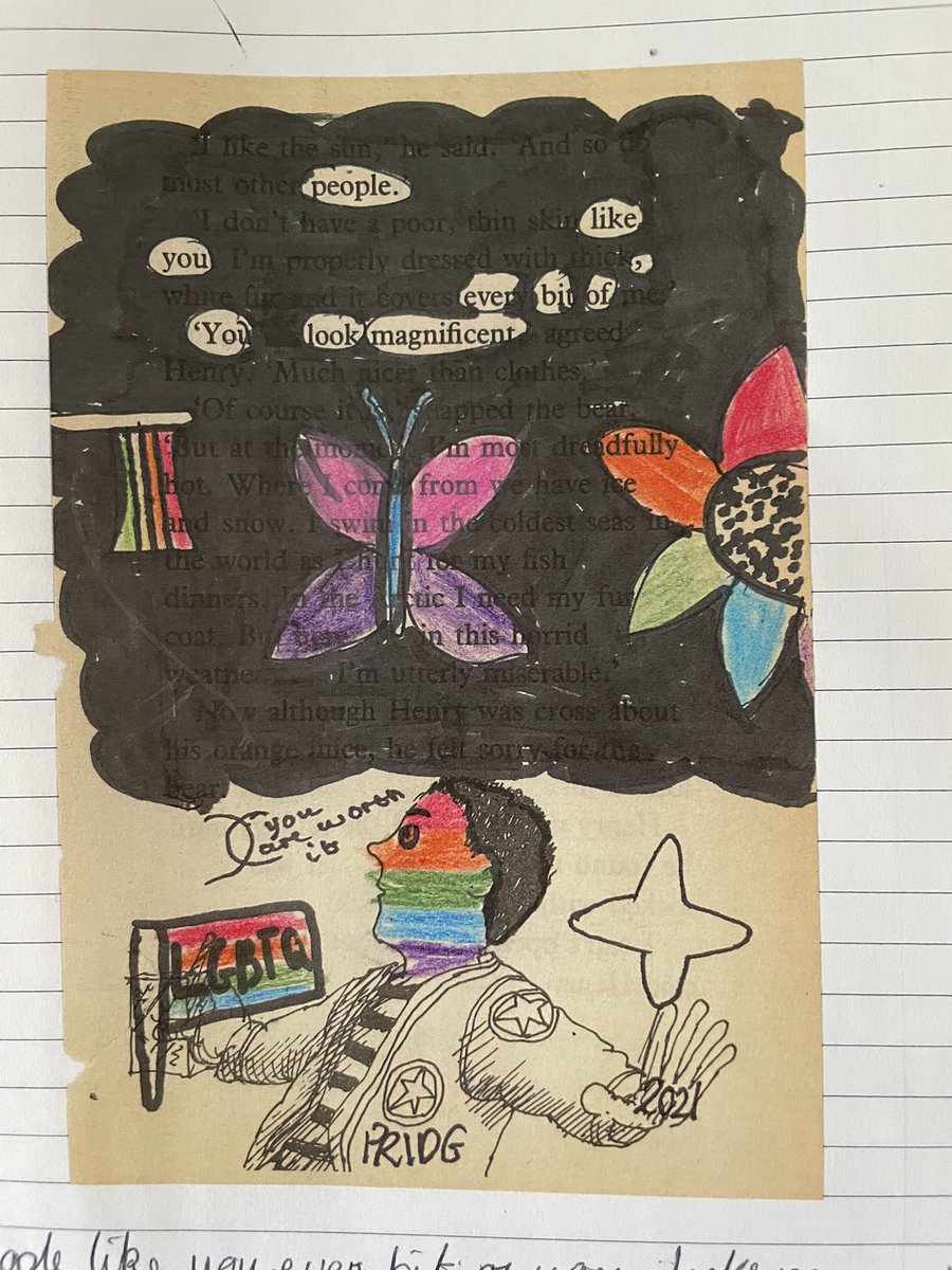 DaveChurch_'s tweet photo. SO proud of our Year 6 @HarrisGarrard - they’ve created some beautiful blackout poems as we shine the spotlight on #LGBT #Diversity @JustLikeUsUK #SchoolDiversityWeek #loveislove #edutwitter #primaryrocks #QueerEd https://t.co/dvCTVef4Ea