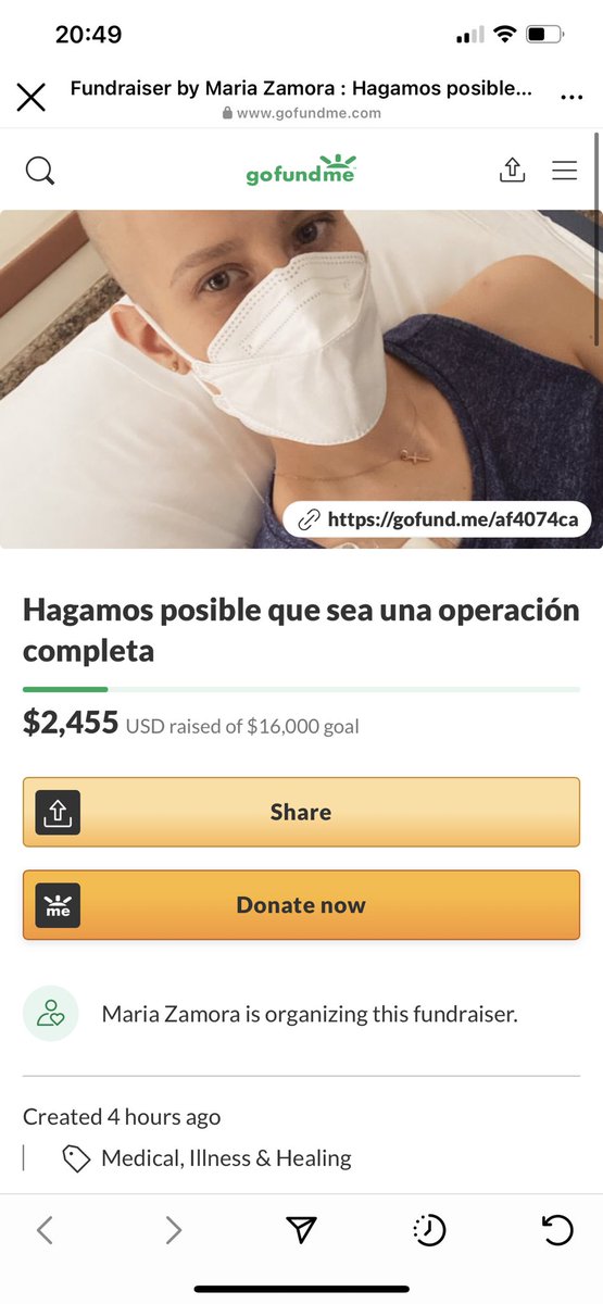 Mi amiga Isabel Zamora pasa por un duro momento de vida y necesita de nuestra ayuda. Si puedes comparte el link, ora por su salud o si está entre tus manos colabora económicamente. Mil gracias de corazón! gofund.me/5be02360