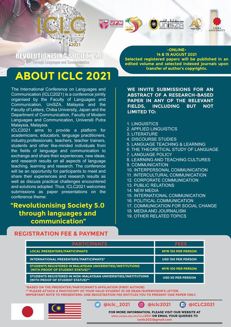 kzphdjourney's tweet image. A few more days before the deadline! Come and join us! #iclc2021 #languageconference #AcademicTwitter #AcademicChatter #communicationconference