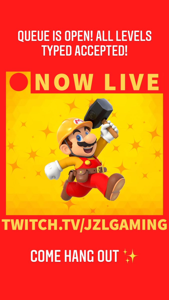 JzLgaming's tweet photo. MARIO MAKER QUEUE IS OPEN!
Now with a HEART RATE MONITOR ๐
Come see what your levels do to the streamer ๐คฃ
https://t.co/wIIDrgEU8P
#supermariomaker2 #mariomaker2 #marioqueue #mariolevels #stream #twitchstream #twitchlive #familyfriendly https://t.co/BifDMdWXGo
