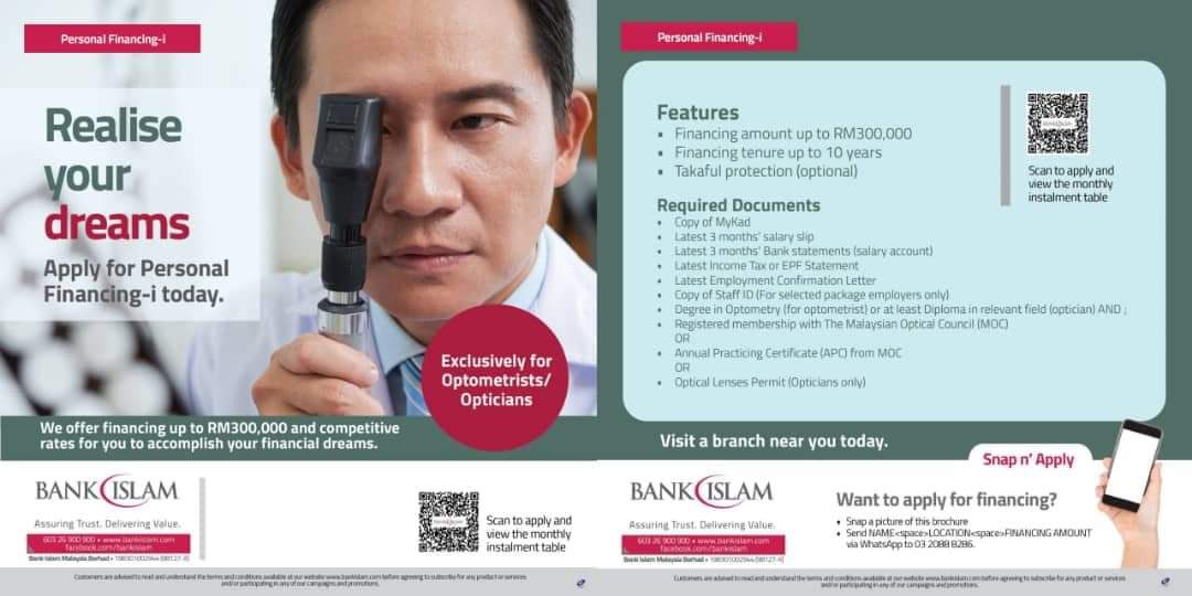 Optometry_Msia's tweet photo. [ADVERT] Exclusively for Optometrists!
 
Either to consolidate your debt or to renovate your home, we've got your back. Apply for Bank Islam Personal Financing-i today to materialise your plans!
 
Visit https://t.co/IAhjBXKS6j for more info!
 
#BankIslam #PersonalFinancing https://t.co/WDTNbTmSVi
