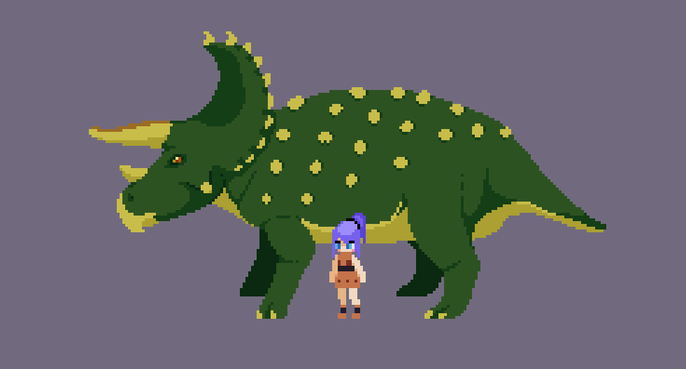 owleydev's tweet photo. Torosaurus! He big boi. He eat his veggies #paleoart #pixelart #indiedev #triceratops #torosaurus @paleora https://t.co/RrR1iOWewg