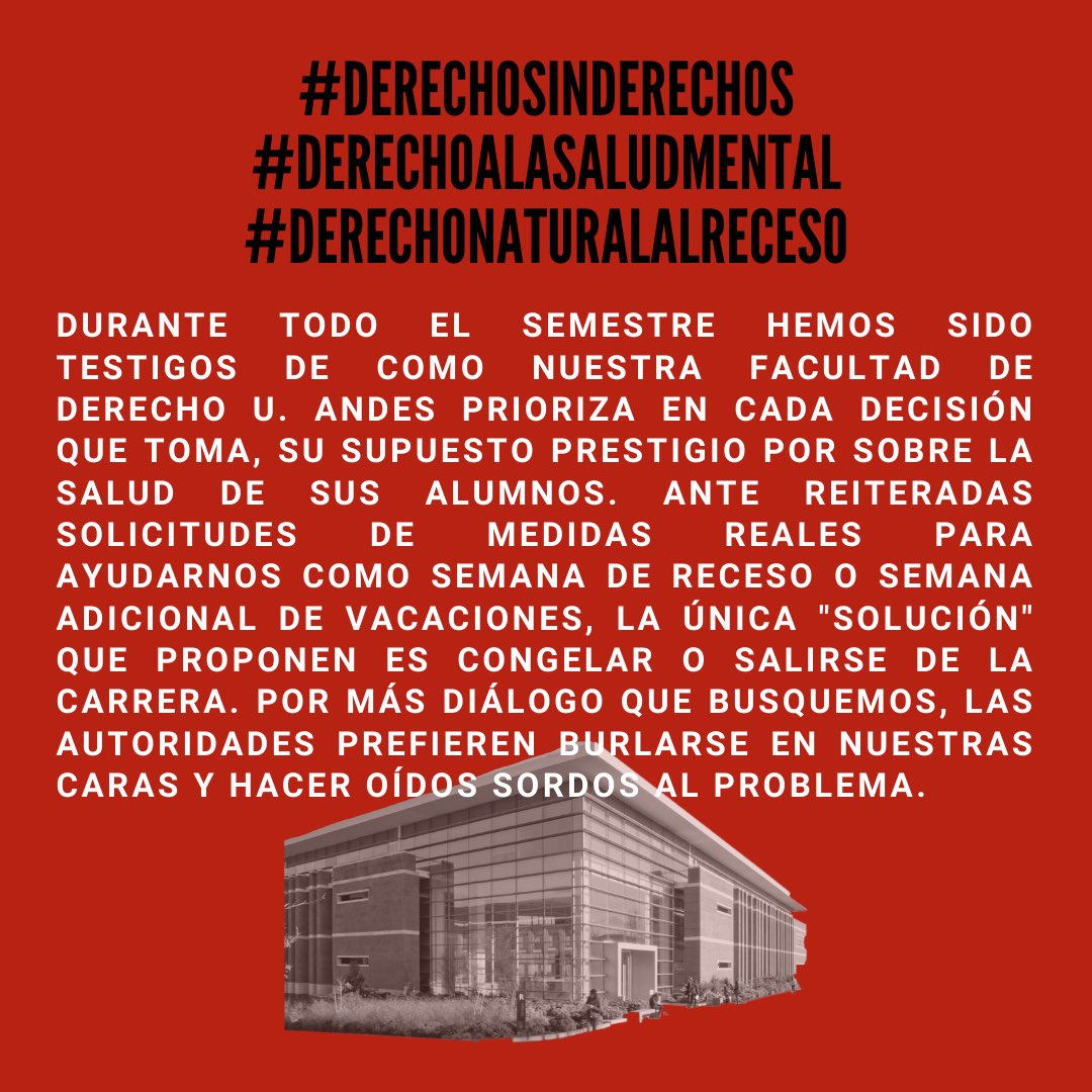 flo_toro99's tweet photo. #derechosinderechos estudiar derecho en la uandes es tener que elegir entre tu salud mental o congelar la carrera, no se puede tener las dos 🤡 https://t.co/GtvAHKJONN