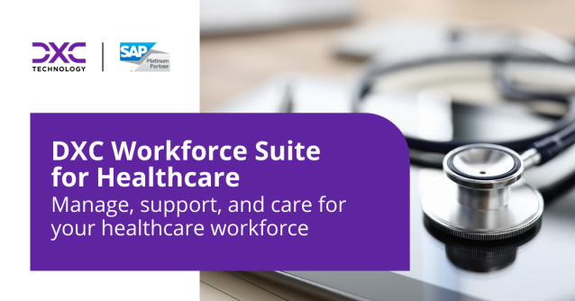 kevinablock's tweet photo. Our Workforce Suite for Healthcare with @SAP solutions provides healthcare organizations with the tools to manage, support and care for their employees. Read more. #DXCPartners #SAPPHIRENOW https://t.co/iczHzMZvpN https://t.co/mEoamOuDQ9