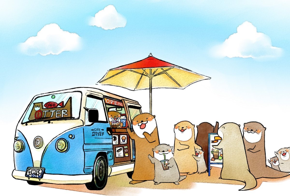「こんにちは!
カフェ・オッターでティータイムは如何でしょうか🍹✨

アイスコー」|ワニマックス/ﾚｼﾋﾟ漫画連載中のイラスト
