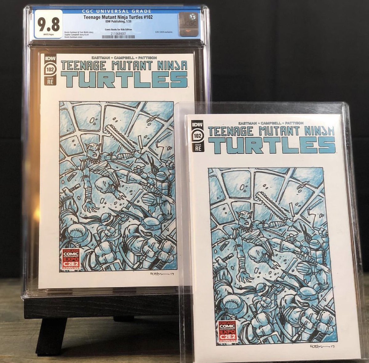 Grailkeeperpod's tweet photo. Tagged by @d3nth3ad for #turtlestuesday TMNT 102 C2E2 Comics for Kids exclusive. Word on the street is these were limited to only 75, so I made sure to pick up a second this past year. @kevineastman86 

#teenagemutantninjaturtles #idw #kevineastman #comic https://t.co/MRBZPswq3s