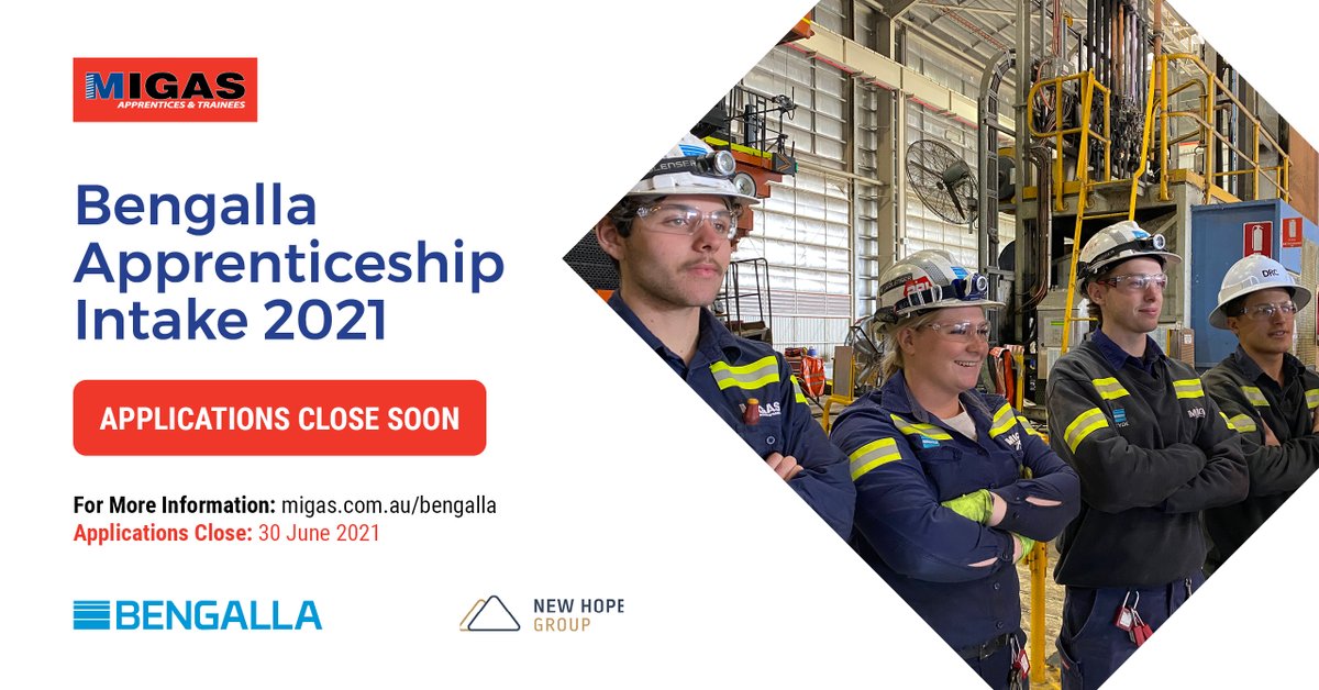 MIGASApprentice's tweet image. Don’t miss out! Applications for the 2021 Bengalla intake close next Wednesday. If you are interested in commencing your trade career with Bengalla Mining Company apply at: 

migas.com.au/bengalla

#apprenticeship #traineeship