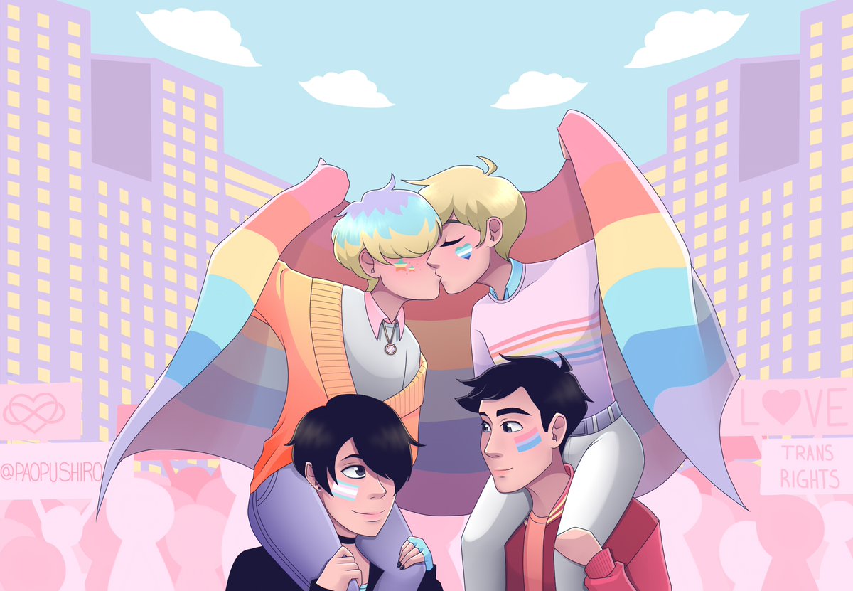 PaopuShiro's tweet photo. Después de días, al fin me digno a publicar el dibujo del #poliamor. Feliz día atrasado a quien corresponda 💙
 Recuerden que son amados, válidos y toda una comunidad les respalda 🏳️‍🌈✨
Personajes de: @refrainbow

#Orgullo2021 #LGBT+ #boyfriendswebtoon https://t.co/jd5VR1XPtj