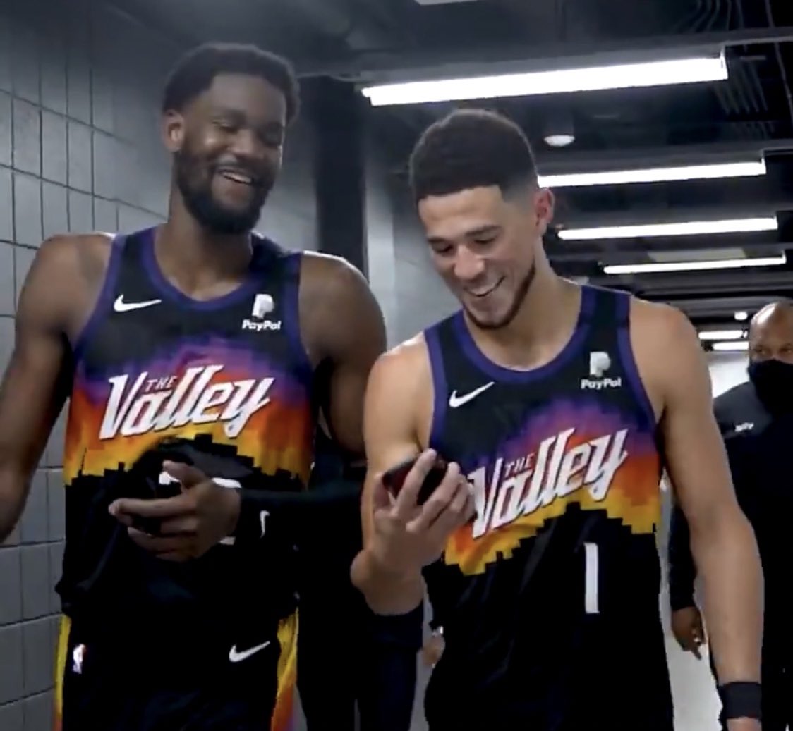 balldontstop's tweet photo. “Honestly, I could see myself in Phoenix. I could see a little Shaq and Kobe 2.0.” ￼￼- DeAndre Ayton in 2018 before the draft

The Suns are two wins away from the NBA Finals https://t.co/lX3i5cWG06