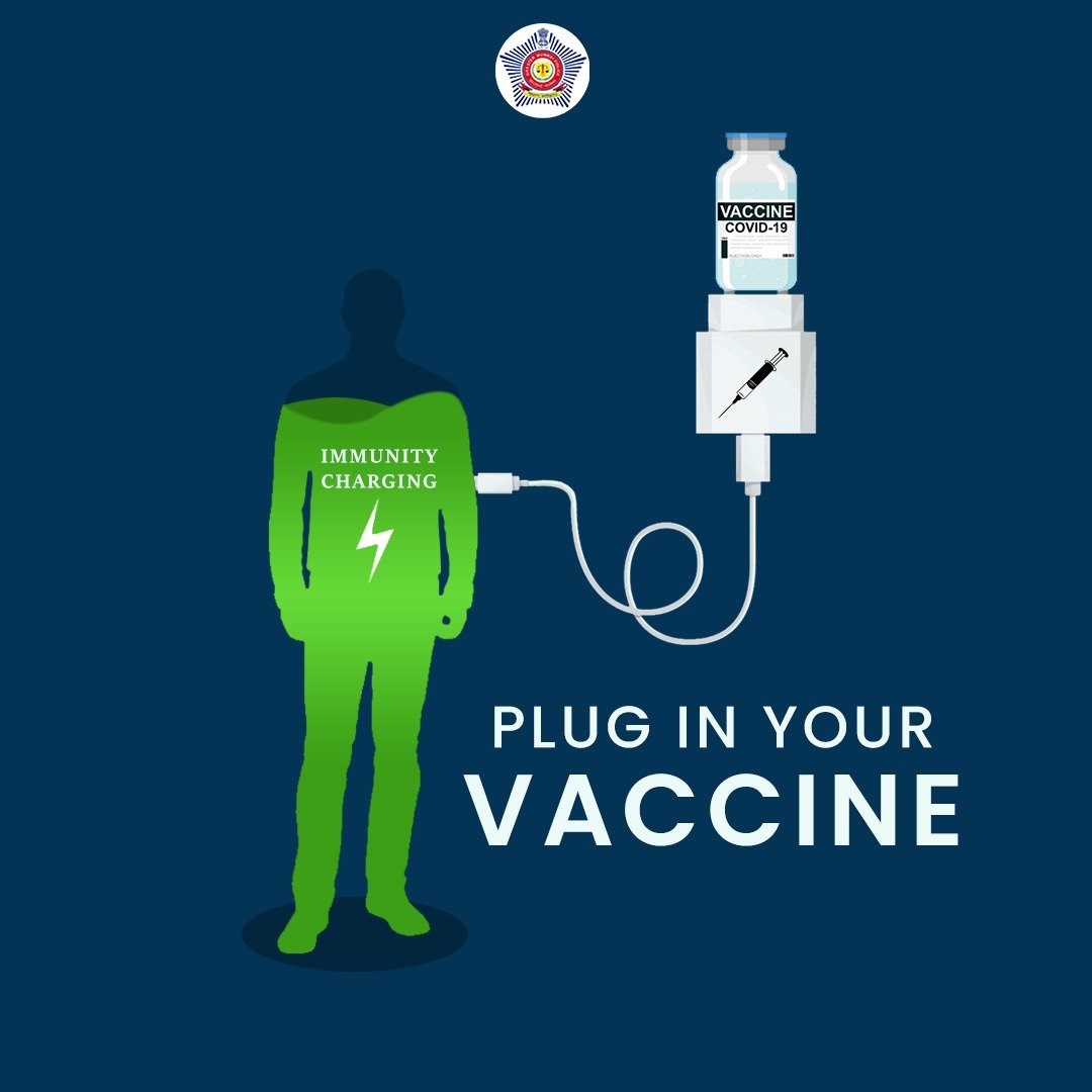 MumbaiPolice's tweet photo. Don't let the virus drain out your immunity, get vaccinated and recharge your safety.

#TakingOnCorona
#GetVaccinated https://t.co/cjA4uewdsz