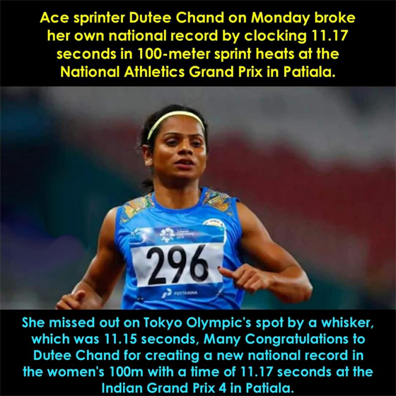 jobrefresher's tweet photo. #DuteeChand #WorldRecord #AllIndiaGovtJobs #NationalRecord https://t.co/7TCVjZUWgb