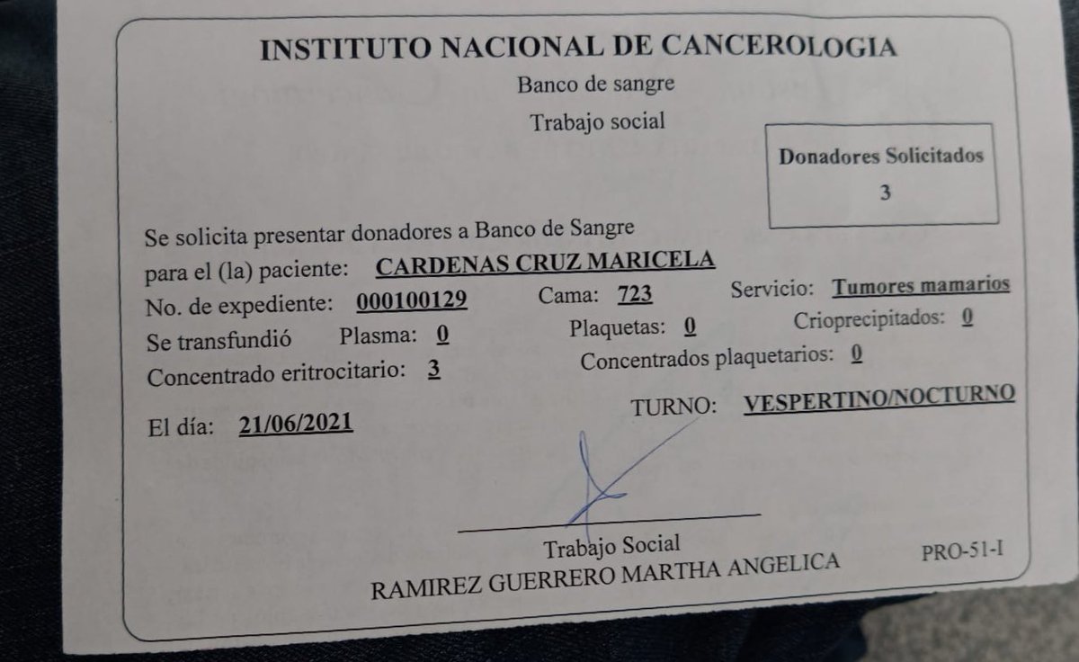 crkuacm's tweet image. Buenas noches, se solicitan donadores para la señora Maricela Cárdenas Cruz, quien fue diagnosticada con leucemia y se encuentra internada en el Instituto Nacional de Cancerología @donaenvida @DonarVida @DonarSangreVida @dona_sangre 🙏🏻