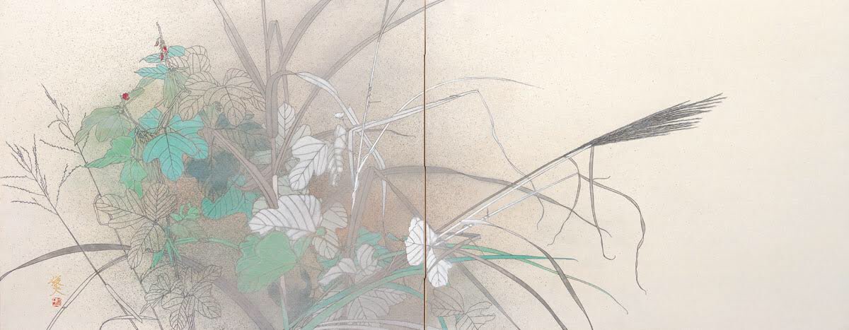 平山郁夫美術館 くずの頃 田渕俊夫 1990年 くずの繁殖力には脅威を感じます 道端に太い蔓が伸びていたりすると 蛇ではないかと一瞬足が止まります くずとすすきは相性がいいのか その絡まっている光景などを見ていると いかにも秋の風情を感じ私 平山郁夫美術館 くずの頃 田渕俊夫 1990年 くずの繁殖力には脅威を感じます 道端に太い蔓が伸びていたりすると 蛇ではないかと一瞬足が止まります くずとすすきは相性がいいのか その絡まっている光景などを見ていると いかにも秋の風情を感じ私