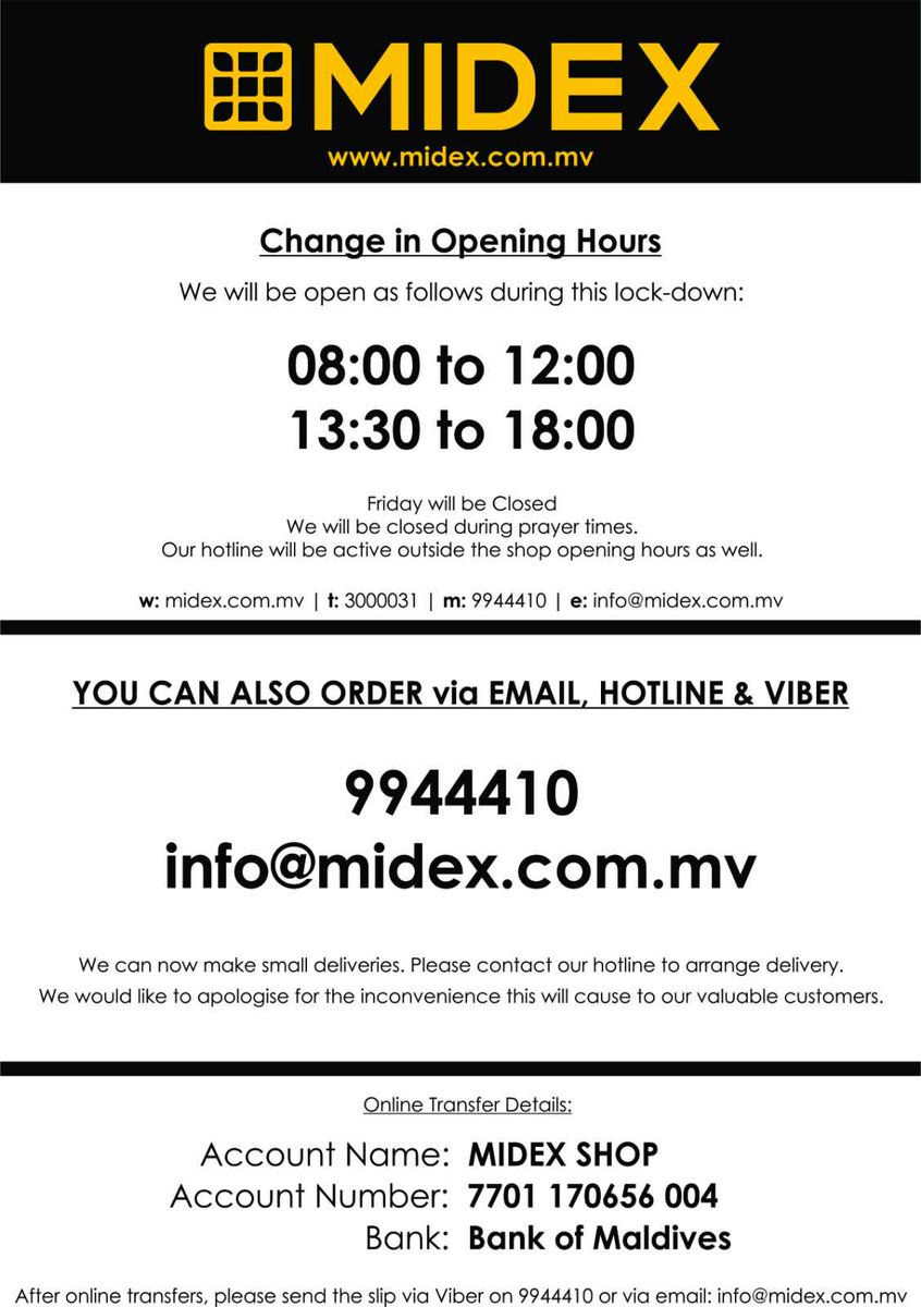 Opening hours.