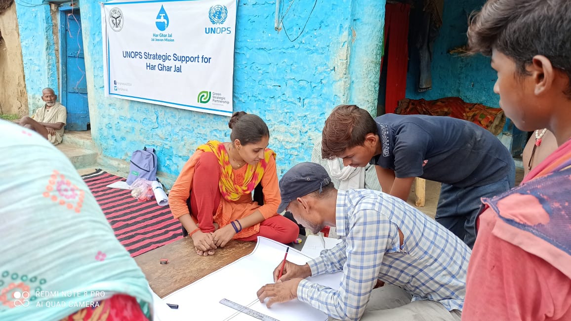 UNOPS_India's tweet photo. Drinking Water Supply, Grey Water Management and Sanitation Mapping and Data validation by @UNOPS  Team at Village Itwan, Block Ramnagar, District Chitrakoot, UP @DenmarkinIndia @jaljeevan_ @PIB_India @gssjodhpur @MinOfJalShakti @PMOIndia @SanLearningHub @PIBWater https://t.co/9j37MyhkN9