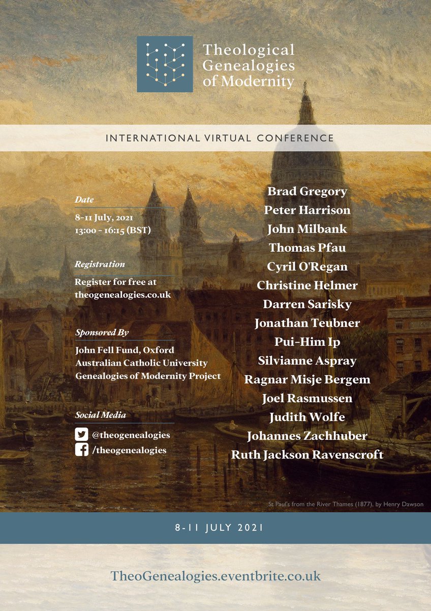 TheoGenealogies's tweet photo. Theological Genealogies of Modernity is a virtual conference that gathers together an international team of scholars to explore the stories of how we came to inhabit the modern world.

Register for free at https://t.co/YtE9N8G9GI https://t.co/ua7s1BxD9a