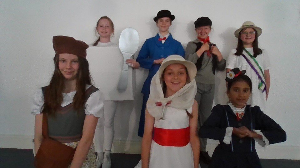 Who do we have here? A nanny, a suffragette, a sugar cube and a chimney sweep? It's the one and only...? <a href="/BGSGJunior/">BGSG Juniors</a> #PracticallyPerfect