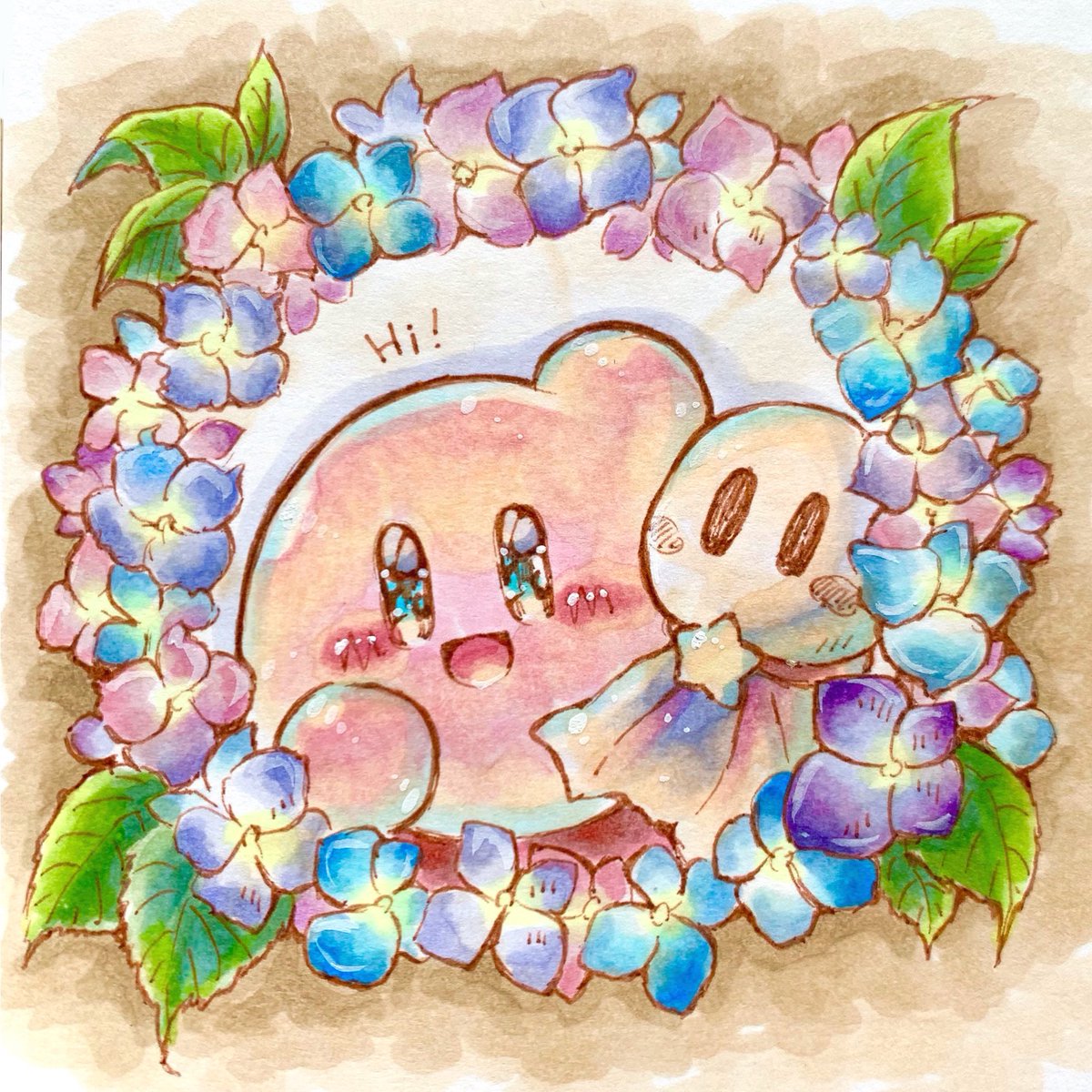 紫陽花リース Kirby Illust Copic あら カービィのイラスト 紫陽花リース Kirby Illust Copic あら カービィのイラスト