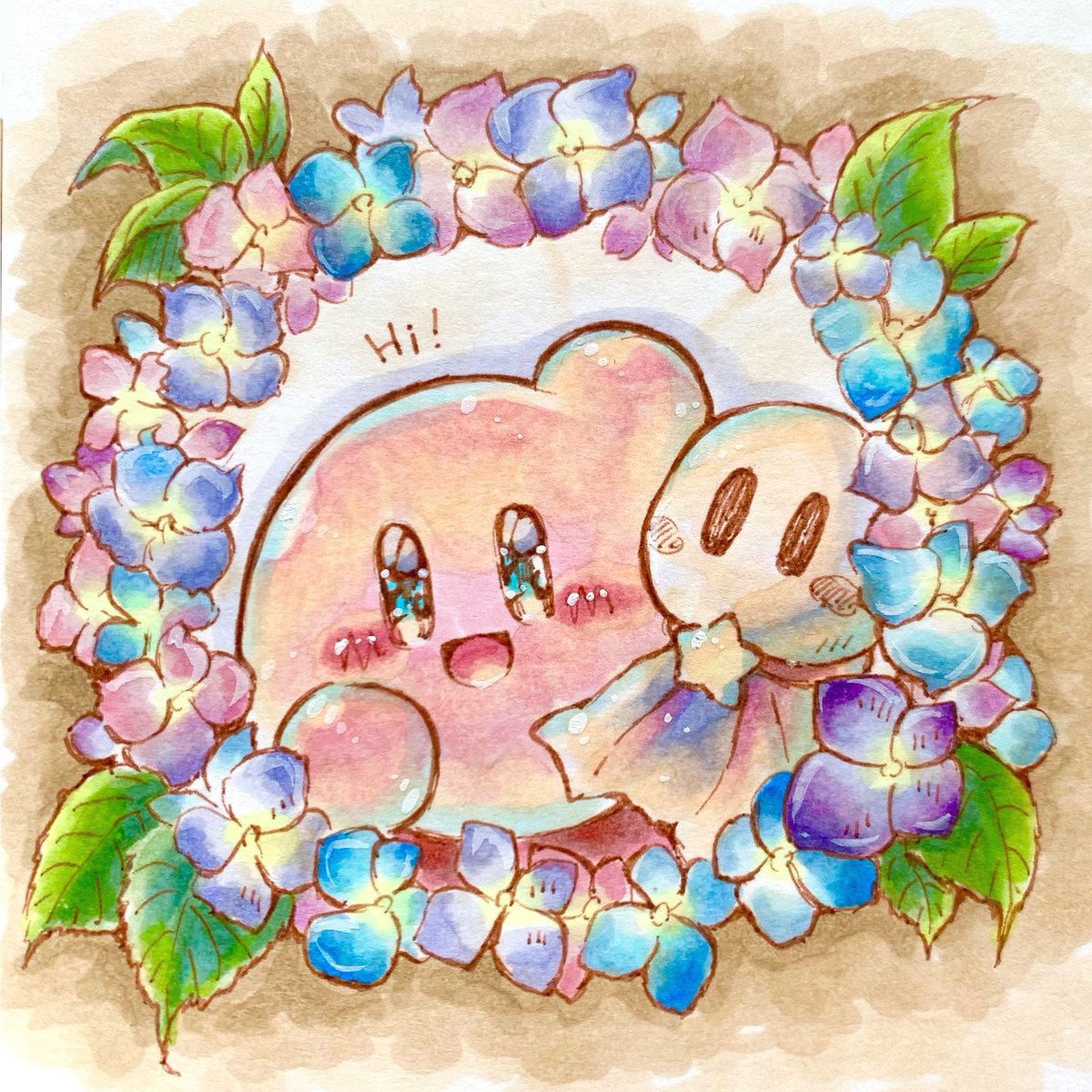 紫陽花リース Kirby Illust Copic あら カービィのイラスト