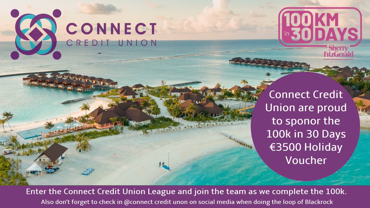Connect_CU's tweet photo. Connect Credit Union are proud to sponsor the 100k in 30 days €3,500 holiday voucher. 

To be in with chance to win, all you have to do is complete the 100 km's over the month of June.
#100Kin30days #Pinkarmy #connectcu https://t.co/C9qf05YiH3