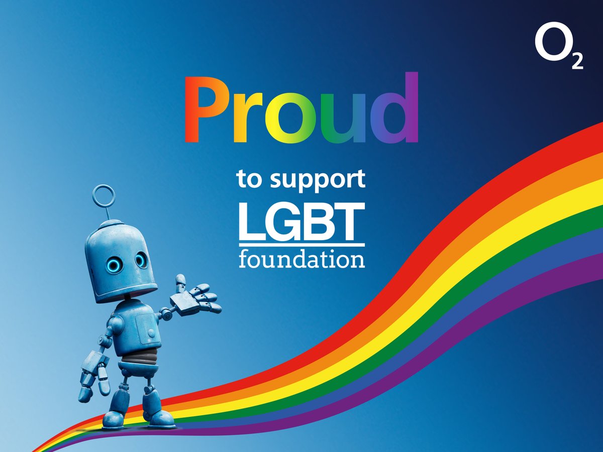 O2's tweet image. We're #ProudAtO2 to partner with @LGBTfdn to show our support during #Pride.
 
Let’s celebrate our LGBTQ+ communities as we all get to reconnect this summer.
 
Find out more 👉 lgbt.foundation