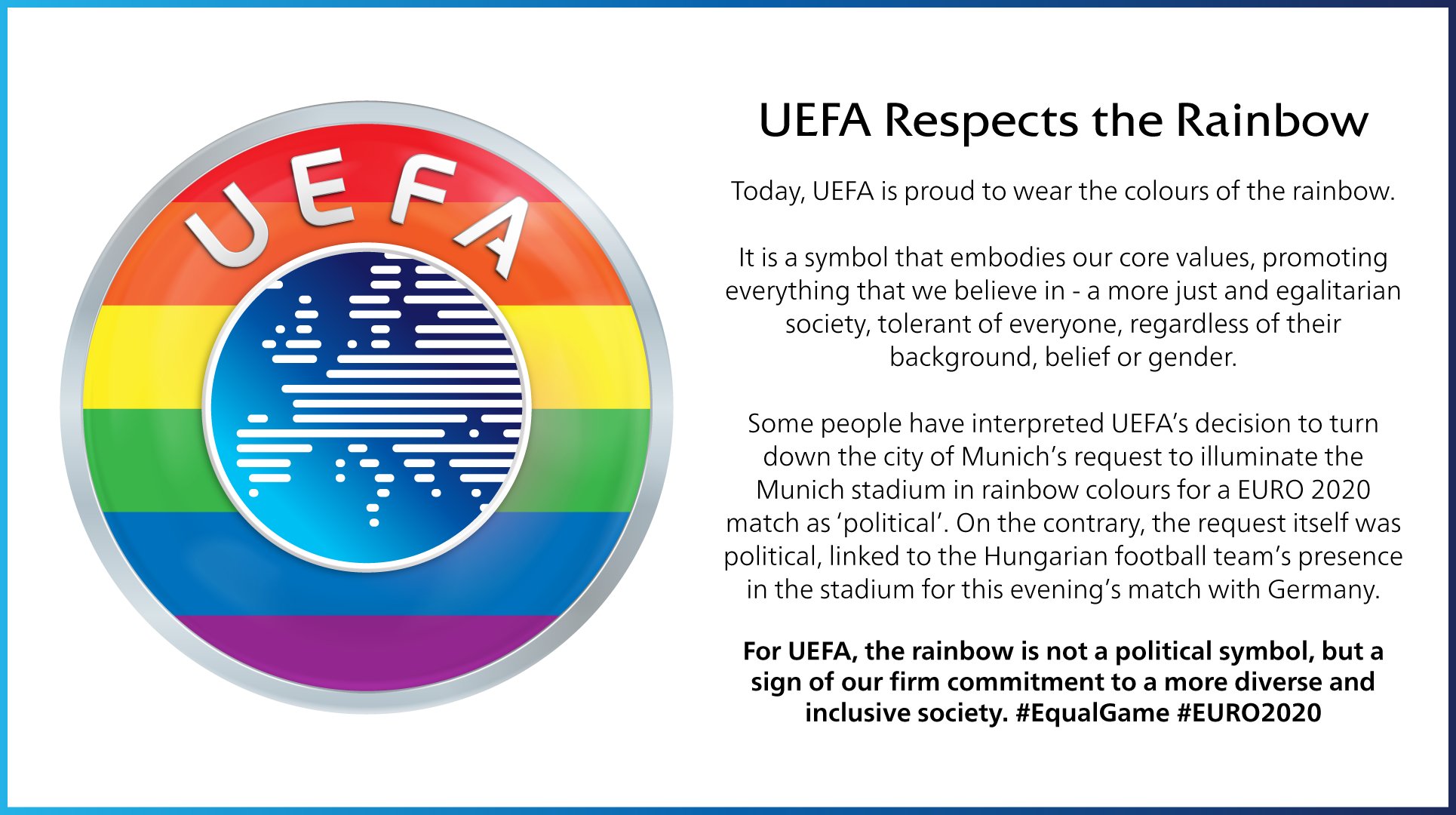 UEFA's statement claiming to "respect the rainbow"