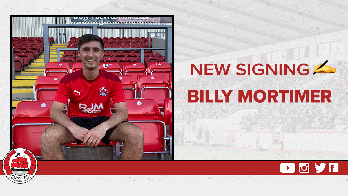 BREAKING 📝 | We are pleased to announce the singing of former Cumbernauld Colts and Queen's Park right back Billy Mortimer

Read the full story and Danny Lennon's comments here: clydefc.co.uk/news/2021/06/2…