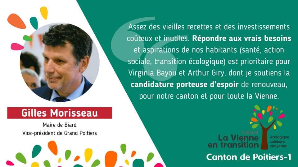 Merci @GilMoris maire de Biard et Vice-président de @Grand_Poitiers pour son soutien.
Dimanche 27 faites gagner la Vienne avec <a href="/86_transition/">Élu·e·s La Vienne en transition</a>