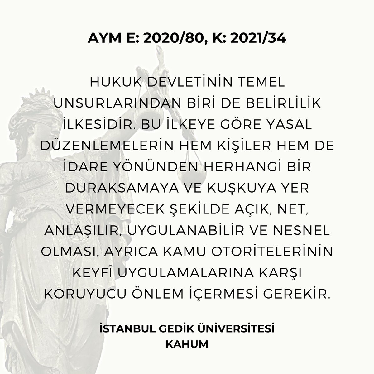 Kararın Linki :  resmigazete.gov.tr/eskiler/2021/0…  #resmigazete #karşılaştırmalıhukukmerkezi #kahum #istanbulgediküniversitesi #gedikhukuk #idarehukuku #somutnormdenetimi #anayasa #suçtavecezadakanunilik #belirlilikilkesi #hukukdevleti