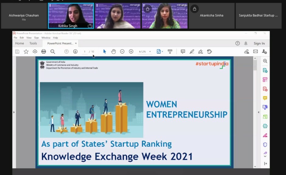 startupindia's tweet photo. The Startup India Team presented the growing importance of women entrepreneurship for the overall economy, and focused on various initiatives undertaken by the government to encourage the growth of women-led startups in the country on #Day3 of #KnowledgeExchangeWeek https://t.co/yeo0PuOdlf