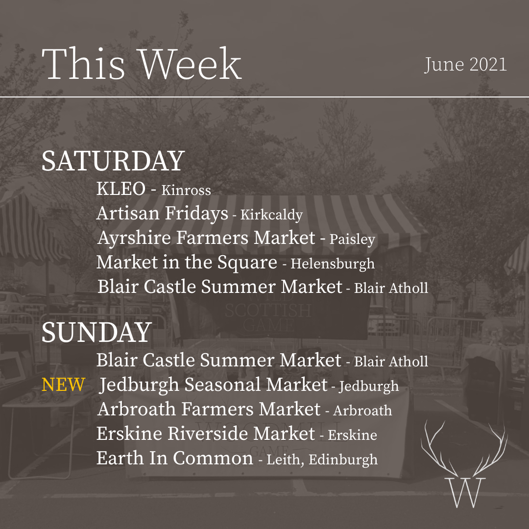 Woodmill Game (@woodmillgame) on Twitter photo Where to find us this week 🦌
- @KLEOpage - @ArtisanFridays - #AyrshireFarmersMarket - @HelensburghMarketintheSquare - <a href="/ExclHighlands/">ExclusivelyHighlands</a> - <a href="/JedMarket/">jed market</a> - <a href="/ArbroathMarket/">Arbroath Market</a> - @ErskineRiversideMarket - @LeithCommunityCroft Where to find us this week 🦌
- @KLEOpage - @ArtisanFridays - #AyrshireFarmersMarket - @HelensburghMarketintheSquare - <a href="/ExclHighlands/">ExclusivelyHighlands</a> - <a href="/JedMarket/">jed market</a> - <a href="/ArbroathMarket/">Arbroath Market</a> - @ErskineRiversideMarket - @LeithCommunityCroft