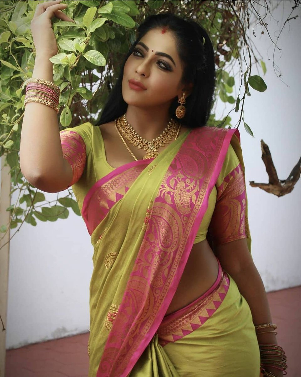 Reshma Pasupuleti Hot Photos in Lime Green Silk Saree Visit more hot saree&...