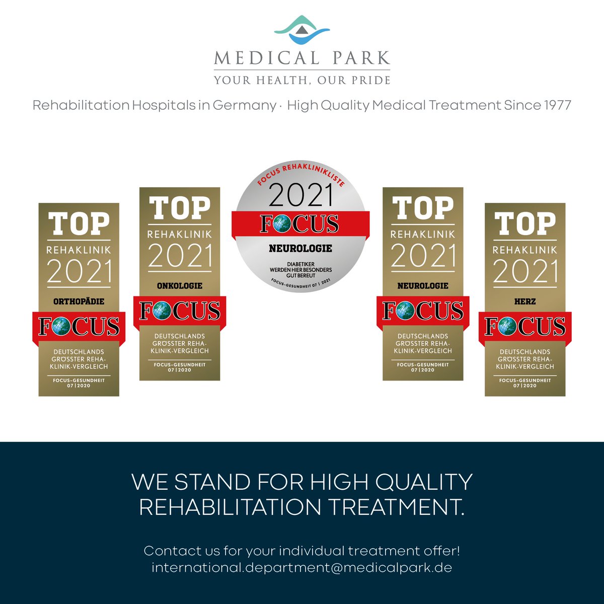 Medical Park Germany stands for high quality rehabilitation treatment!