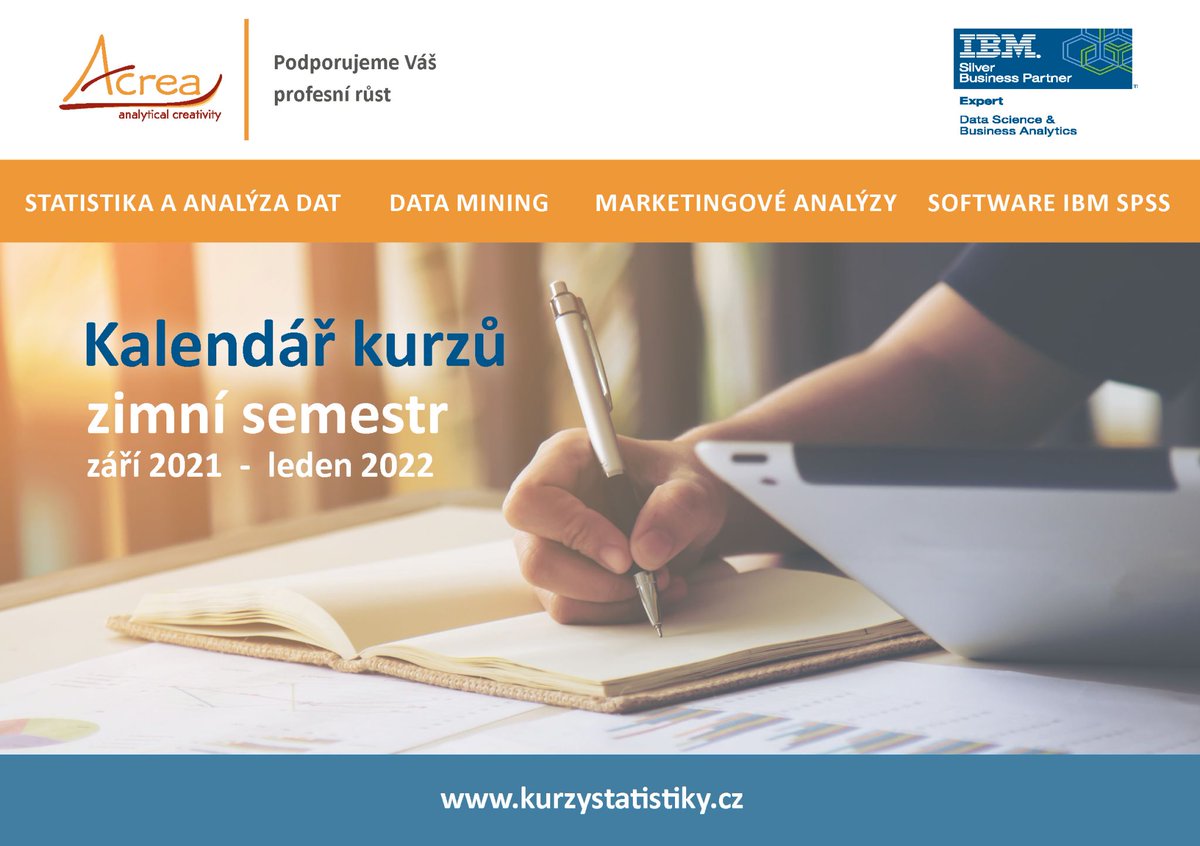 Chtěli byste umět proměnit data ve znalost pro poznání, predikci a rozhodování? Pokud ano, tak se podívejte do našeho nového kalendáře kurzů pro zimní semestr září 2021 – leden 2022. kurzystatistiky.cz/wp-content/upl…