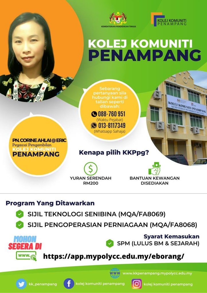 ট ইট র Kk Penampang Sambung Belajar Hanya Rm200 Program Yang Ditawarkan Adalah Sijil Teknologi Senibina 24 Bulan 4 Semester Sijil Pengoperasian Perniagaan 24 Bulan 4 Semester Boleh Hubungi