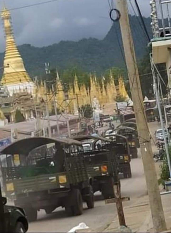 More than 20 military vehicles left Hopone for Taunggyi city and arrived around 1:45 PM in Taunggyi, Shan State.
#June23Coup #WhatsHappeningInMyanmar