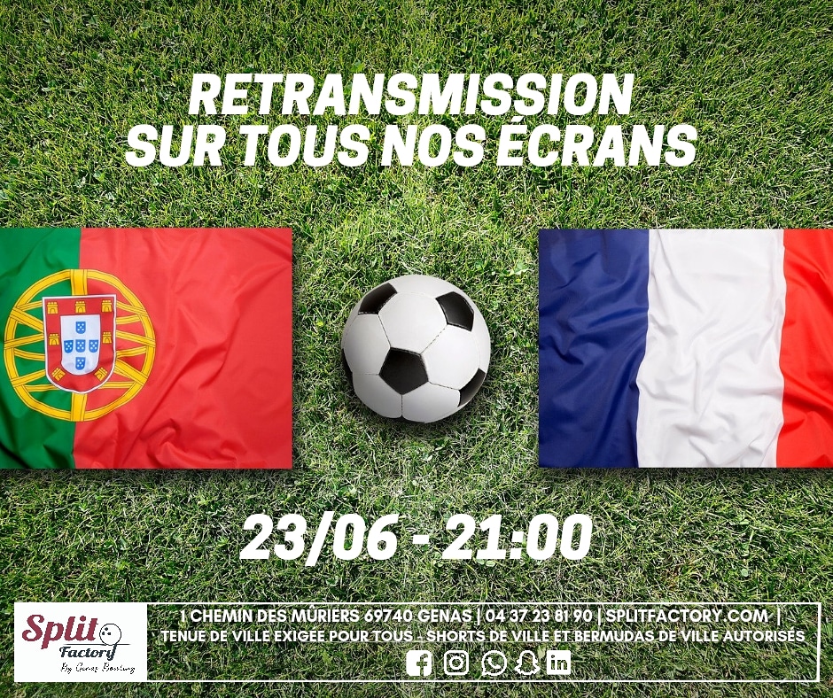 SplitFactory's tweet photo. Supporters Français 🇫🇷
Supporters Portugais 🇵🇹
⚽️ Rendez-vous demain à partir de 18h pour l'avant match !
Pour votre apéro : Planches - Bières - Cocktails ...
#PORFRA #retransmission #écransgeants #genas #lyon #EURO2020 #splitfactory #GenasBowling https://t.co/BFoZtLUJSE