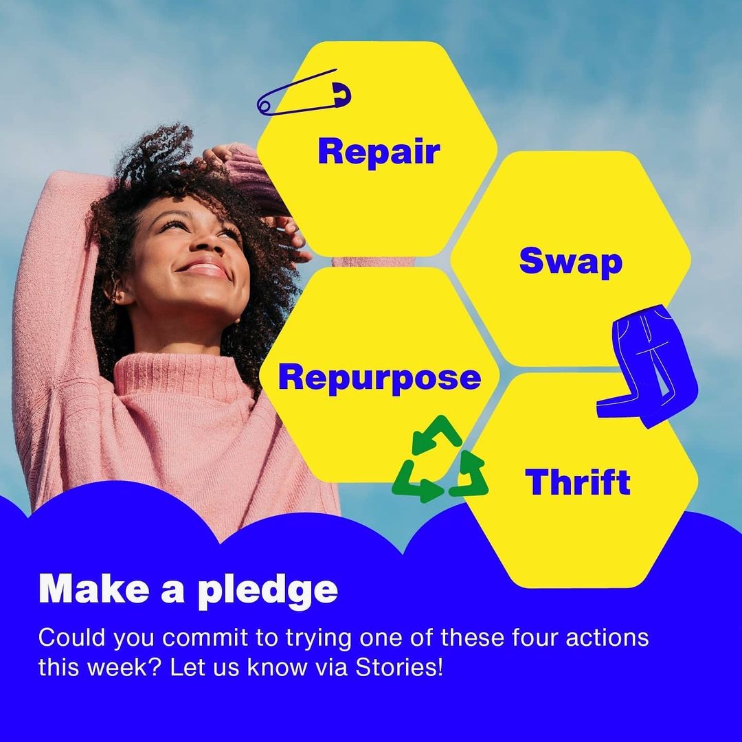 StitchedUpCoop's tweet photo. CAMPAIGNS // Four ways to reduce the environmental impact of your clothes.
👖♻️✂️👕
 Which one can you pledge to try this week? DM or comment your pledge to @InOurNatureMCR
👆👆👆
#sustainablefashion #manchester https://t.co/RPStPLbmqc