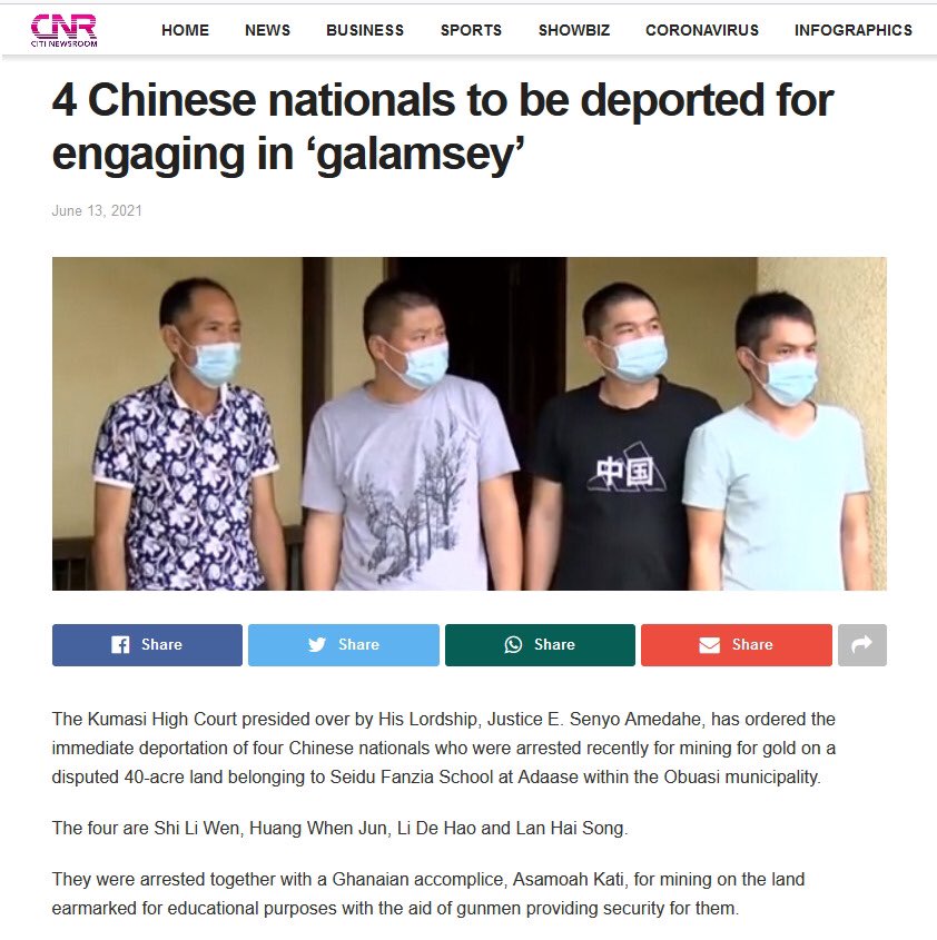 labiappiah's tweet photo. It’s sad how we quick to apply the law against our own ppl and willing to let it slide when it’s a foreigner. Why jail and fine a Ghanaian but just deport a Chinese for the same offense? Are our laws not applicable to them?? @benkoku @konkrumah
#FixTheCountry 
#EqualityforAll https://t.co/SvjSwRDwKi