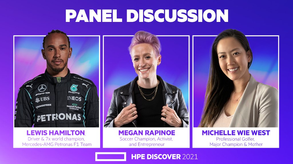 #HPEDiscover 2021 is under way 🏁 

Catch the champs <a href="/LewisHamilton/">Lewis Hamilton</a>, @mPinoe and <a href="/MichelleWieWest/">Michelle Wie</a> today at 10:30 BST (EMEA) 🔗 hpe.to/6017yuBrh